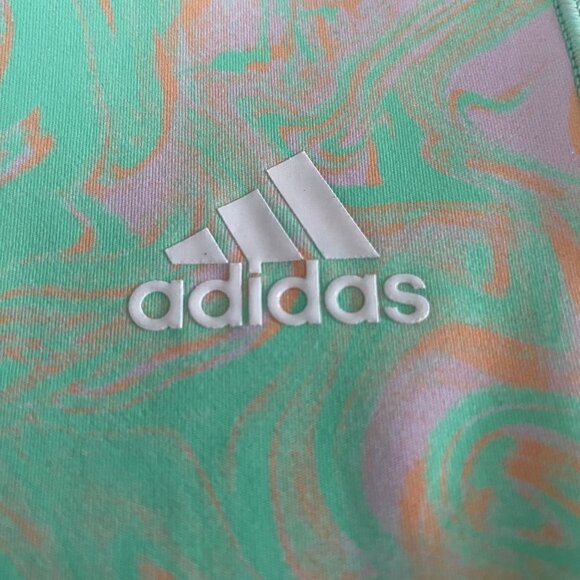 Adidas Hyperglam Aeroready Training Hi Rise Marble Print Tight Shorts Multi Sz S - Picture 3 of 10